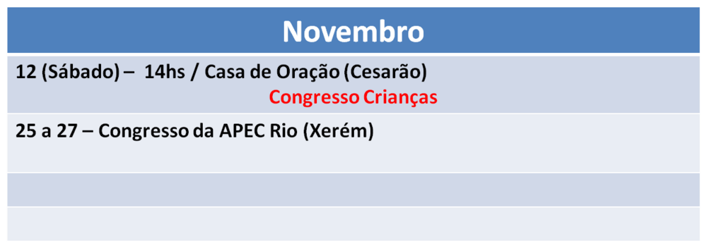 agenda novembro